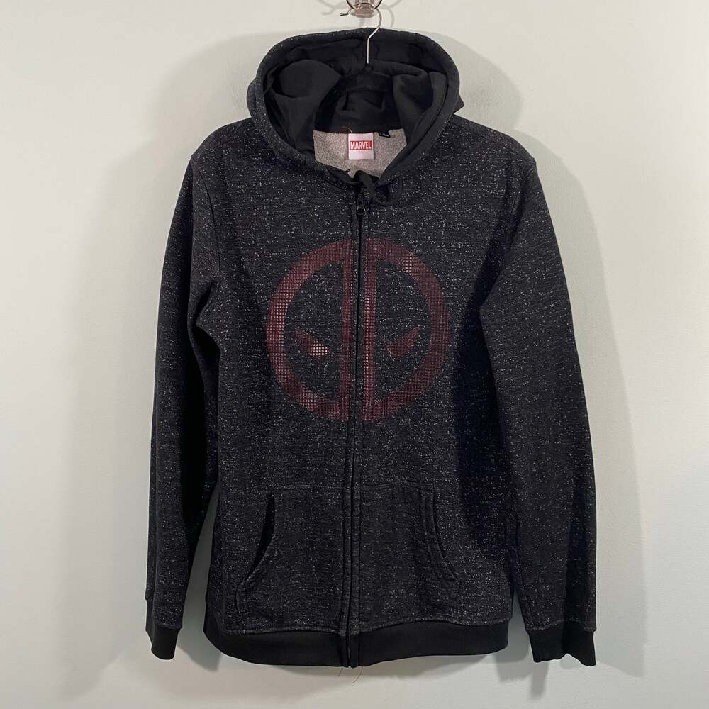 Marvel Dealpool Charcoal Grey Full Zip Hoodie Size M